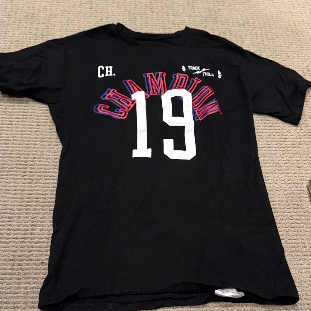 Champion Black Short Sleeve Tee Athletic Shirt